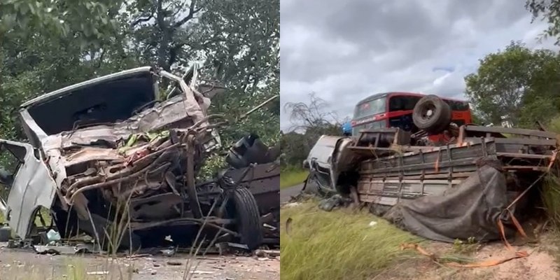 Acidente entre caminhões resulta em um morto e quatro feridos na PI-140