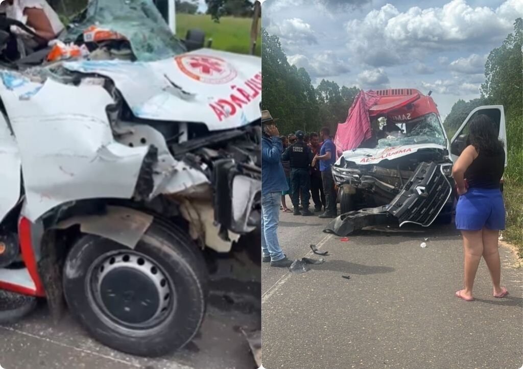 Técnico de enfermagem é ferido em colisão entre ambulância e caminhão na BR-135