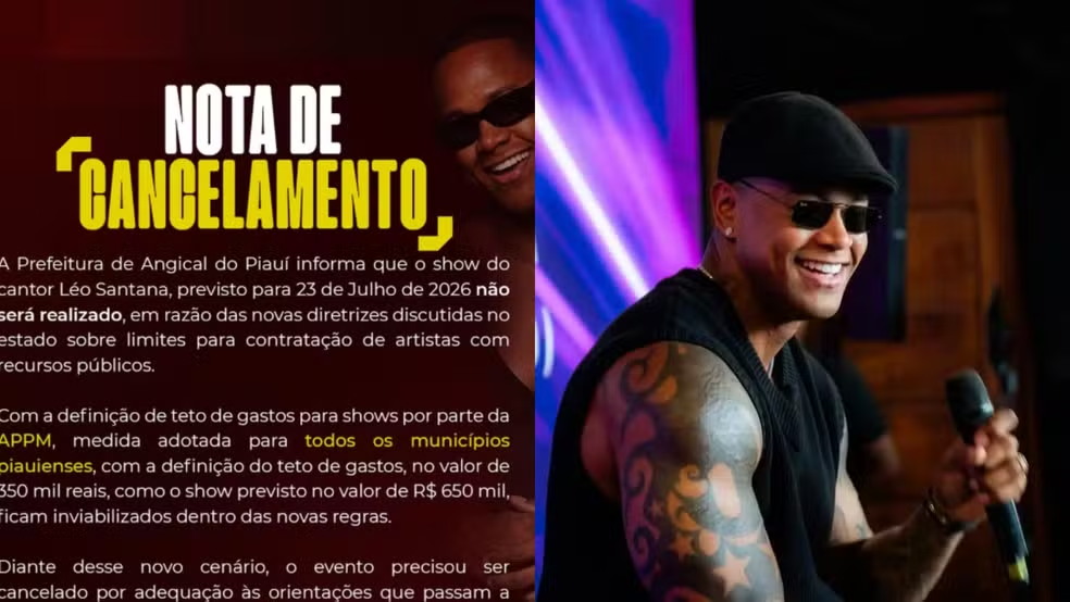 Prefeitura de Angical do Piauí cancela show de Léo Santana por limite de cachê