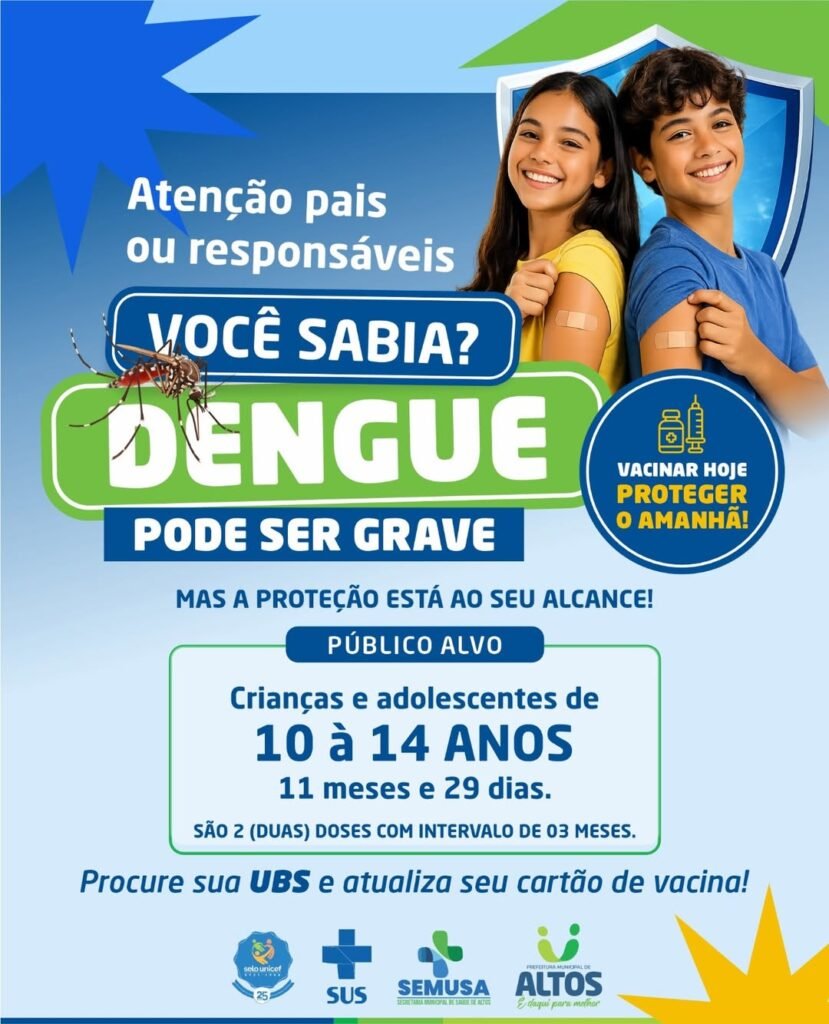 Campanha de vacinação para crianças e adolescentes em Altos
