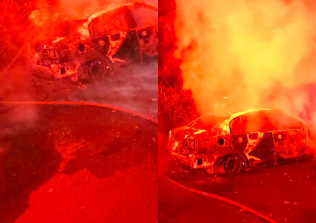 Carro incendeia após colisão na zona Sul de Teresina