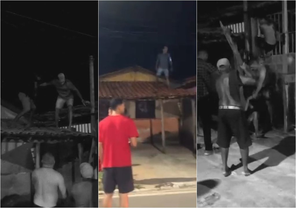 Homem é agredido ao ser flagrado em telhado em Timon, no Maranhão