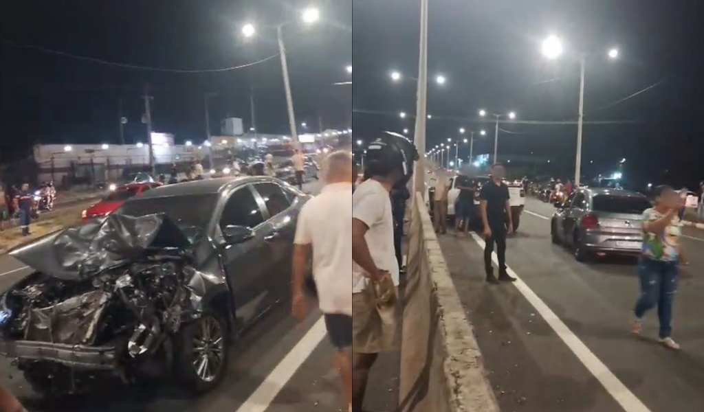 Colisão entre sete veículos deixa carro destruído na Br-316 em Teresina
