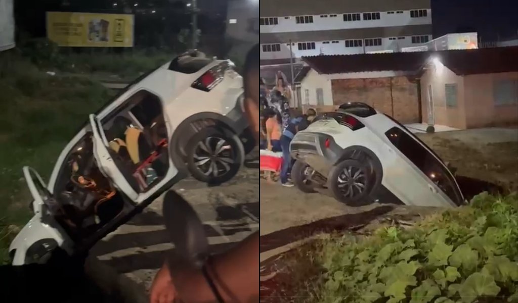 Carro preso em galeria mobiliza bombeiros em Timon