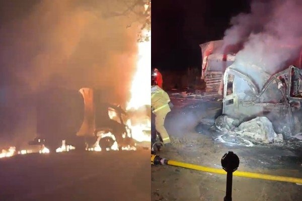 Engavetamento com incêndio interdita Br-316 e deixa feridos em Olho D’água do Piauí