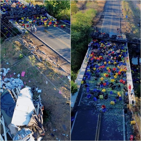 Br-316 é liberada após tombamento de carreta em Francisco Macedo, PI