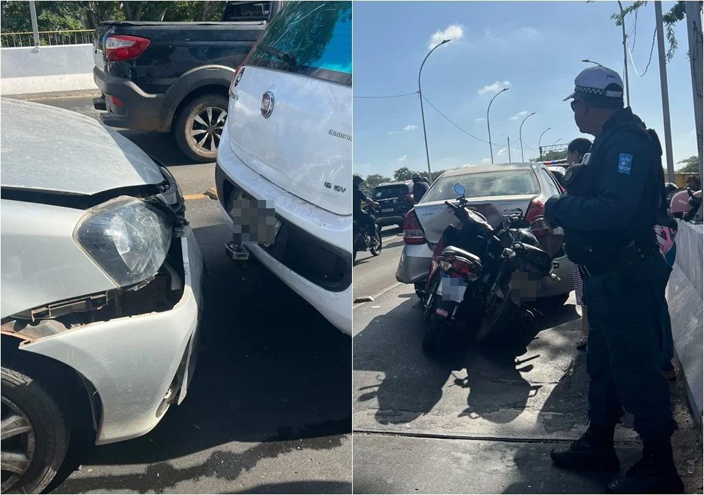 Acidente com quatro veículos causa congestionamento na ponte da Primavera em Teresina
