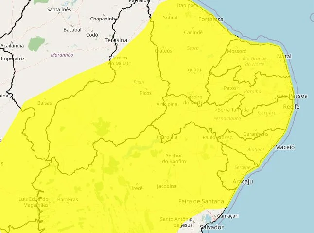 Inmet alerta para vendaval e baixa umidade do ar no Piauí