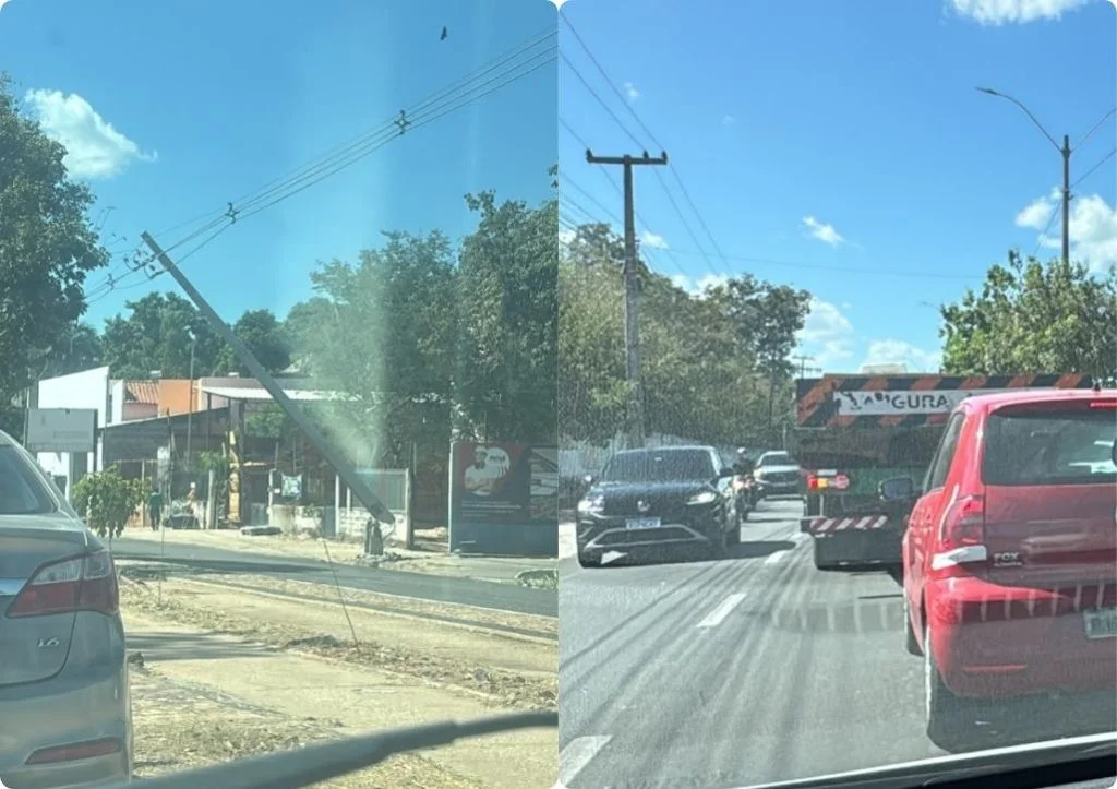 Interdição parcial na Avenida Presidente Kennedy devido a poste quebrado