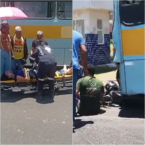 Casal sofre acidente após ônibus colidir com moto em Teresina