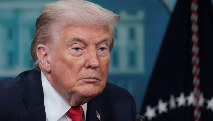 O presidente dos Estados Unidos, Donald Trump, concede uma coletiva de imprensa na Casa Branca ao...