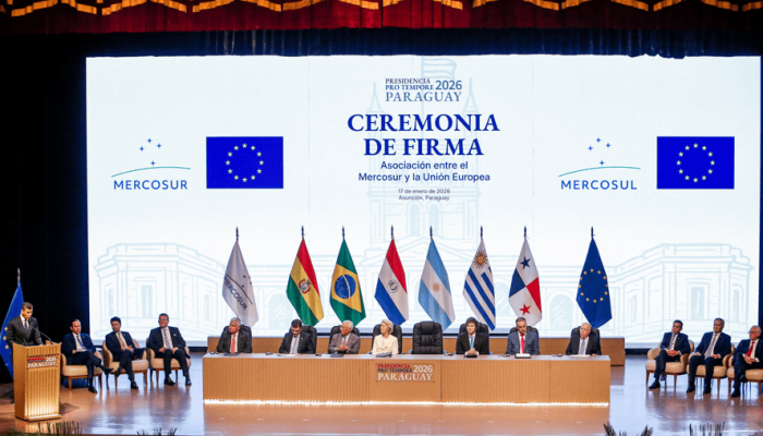 Assinatura UE-Mercosul (Foto: REUTERS/Cesar Olmedo)