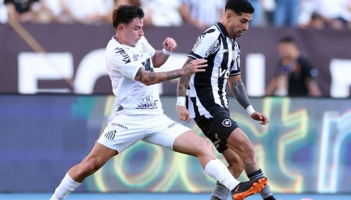 Com gol relâmpago e reviravoltas, Botafogo e Santos empatam no Brasileirão