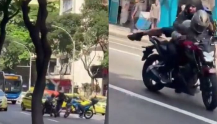 Vídeo: Dupla em moto reage a abordagem da PM e foge em Copacabana (RJ)
