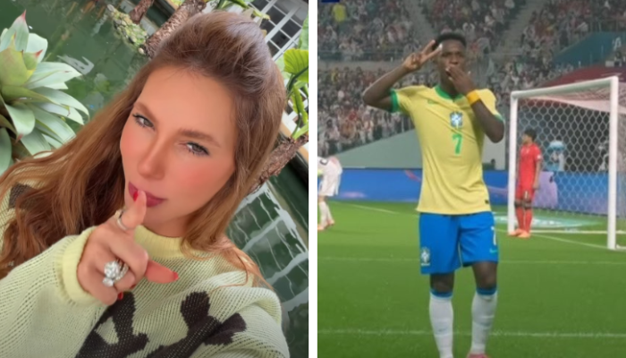 Virginia canta "meu coração não é mais seu" após gol de Vini Jr.