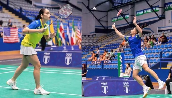 Samia Lima e Fabricio Farias, atletas piauienses de badminton — Foto: @badminton.panam/ @cris_8027