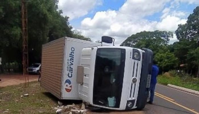 Caminhão tomba na PI-113. (Foto: reprodução)