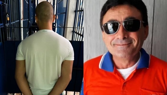 Filho (à esquerda) é preso suspeito de mandar matar o próprio pai (à direita) – Foto: Arquivo