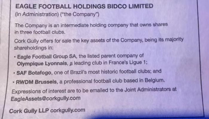 SAF do Botafogo é anunciada à venda em meio a crise financeira