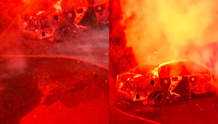 Carro incendeia após colisão na zona Sul de Teresina