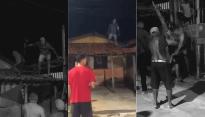 Homem é agredido ao ser flagrado em telhado em Timon, no Maranhão