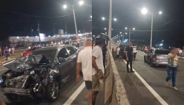 Colisão entre sete veículos deixa carro destruído na Br-316 em Teresina