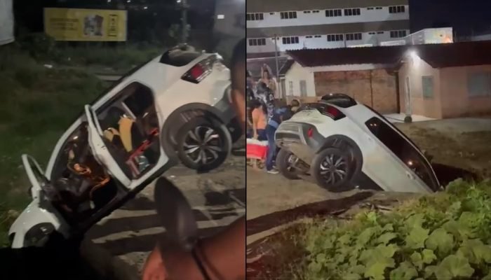 Carro preso em galeria mobiliza bombeiros em Timon
